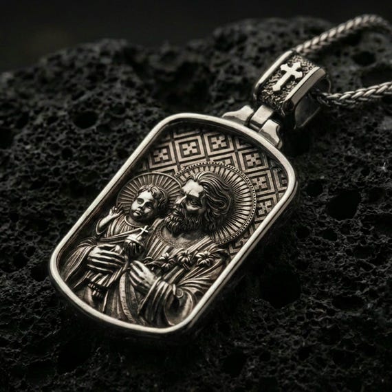 Saint Joseph Sterling Silver Medal Necklace, Patron of Fathers