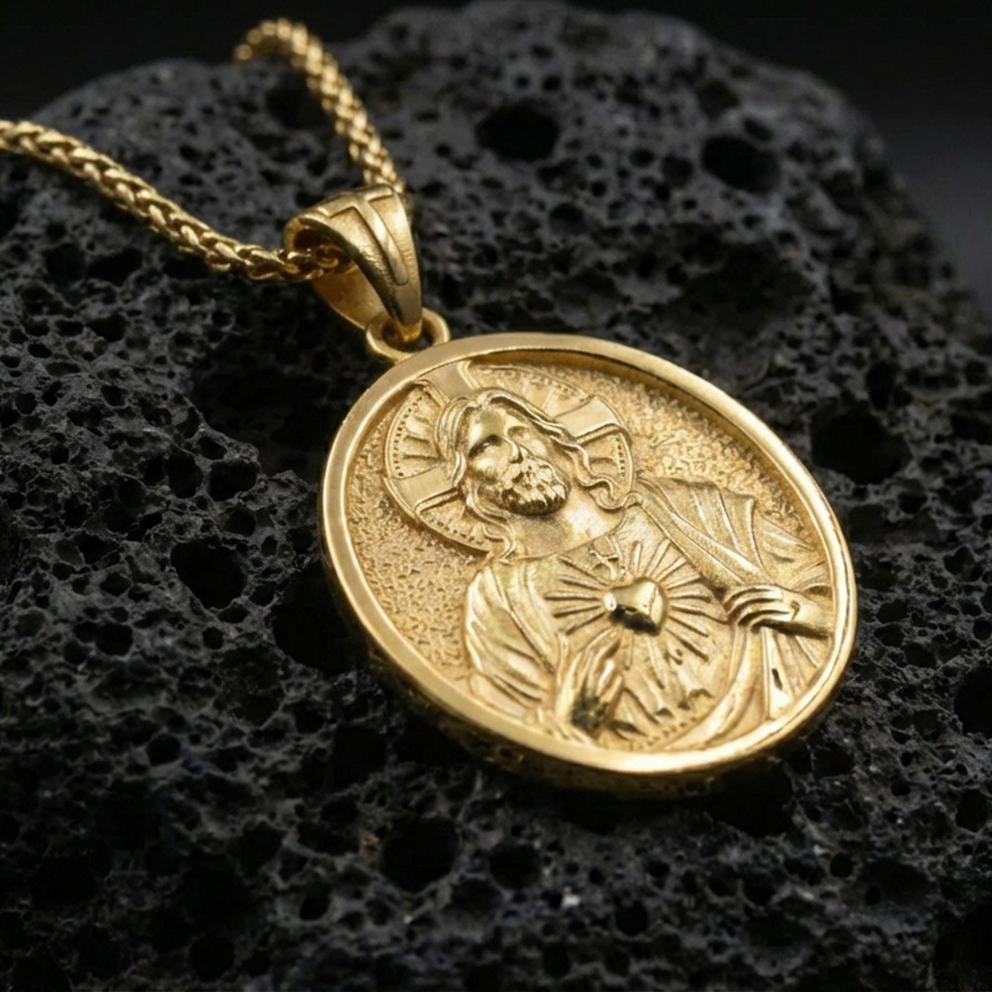 Sacred Heart of Jesus Pendant, 925 Sterling Silver Religious Medal - Etsy