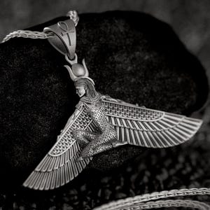 Ankh Pendant Necklace Winged Goddess Egypt Mythology Pendant Gift Mythologic Accessory 925 Sterling Silver Gift for her, him Women&#39;s