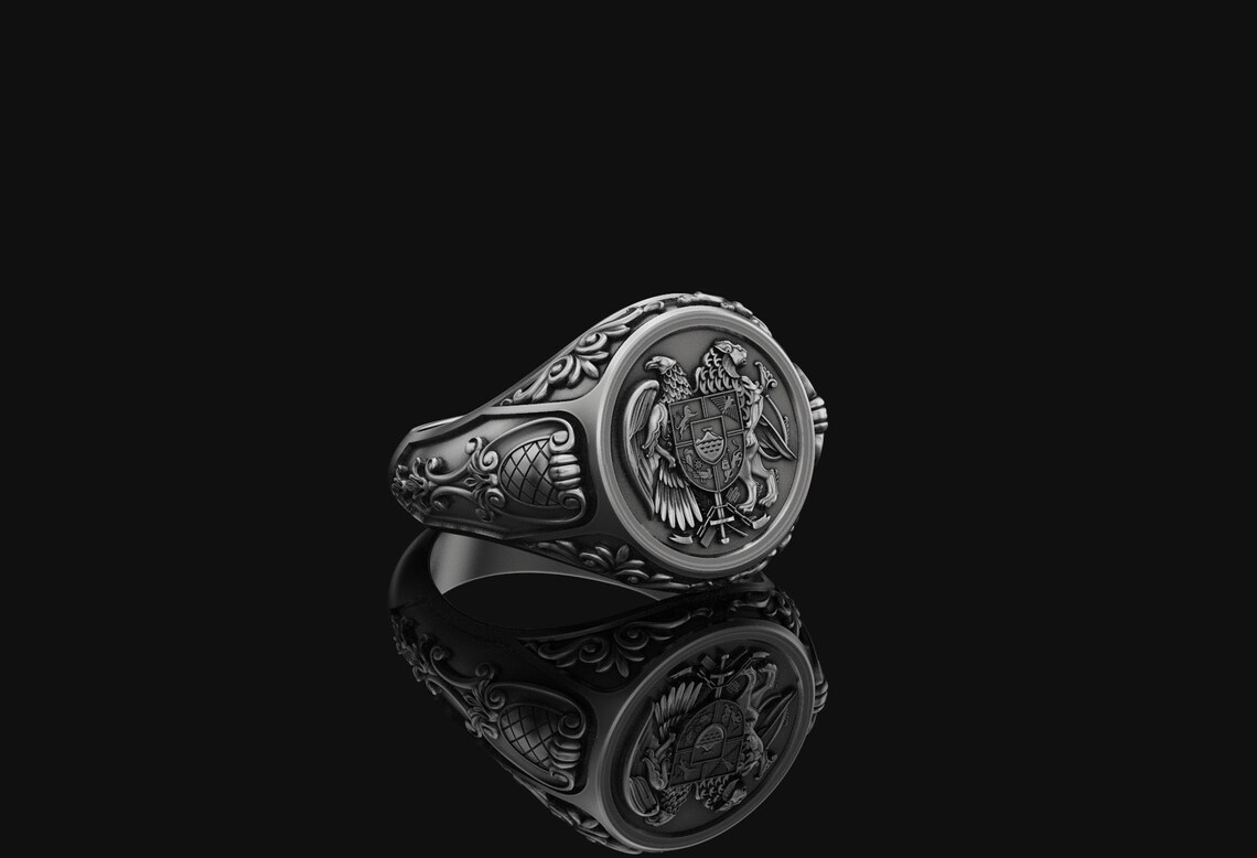 Armenian Coat of Arms Silver Signet Ring Jewelry Gift Daily - Etsy