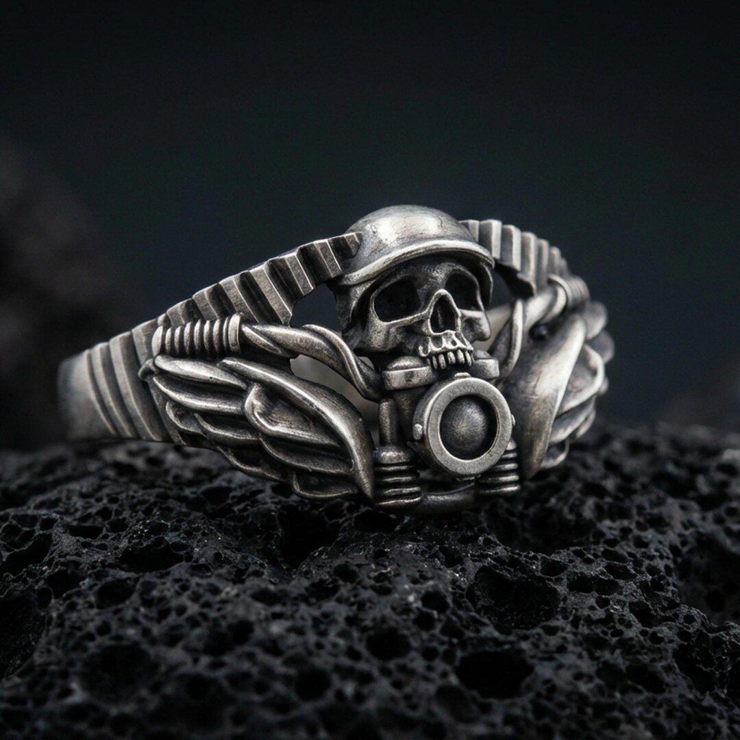 Sterling Silver Gothic Skull Biker Ring – Edgy Mens Jewelry - Etsy