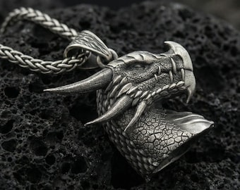 Sterlingzilveren drakenhanger, fantasieketting, cadeau drakenliefhebber