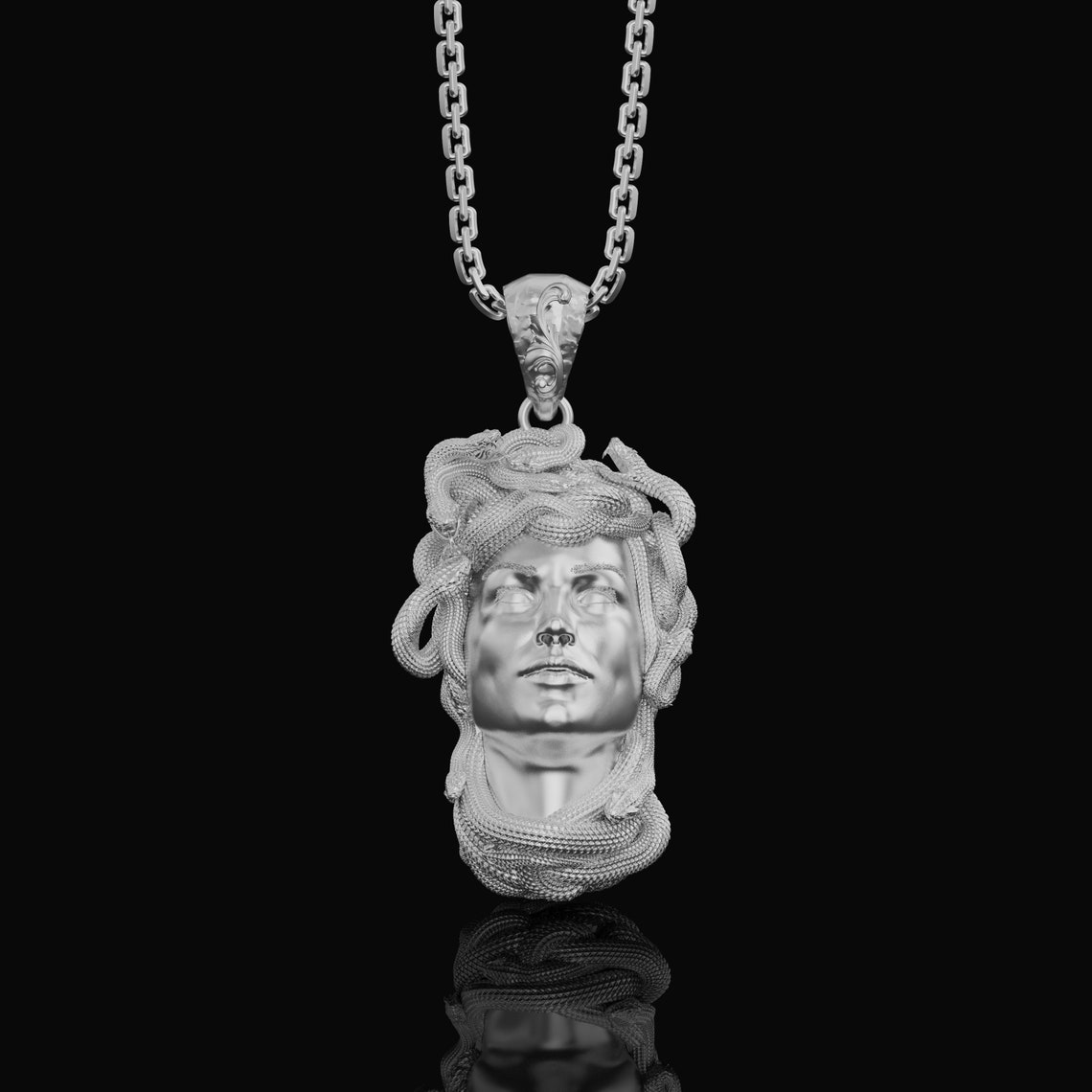 925 Silver Medusa Necklace Greek Mythology Jewelry Women's Etsy