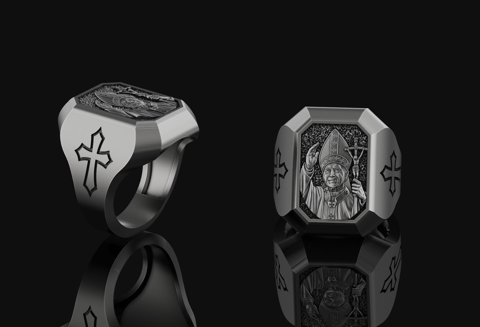 Pope John Paul II Ring Religious Accessory Christian Jewelry Etsy