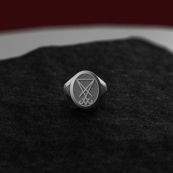 Silver Sigil of Lucifer Signet Ring - Occult Gothic Jewelry, Left Hand Path, Luciferian Seal, Unique Gift for Him & Her
