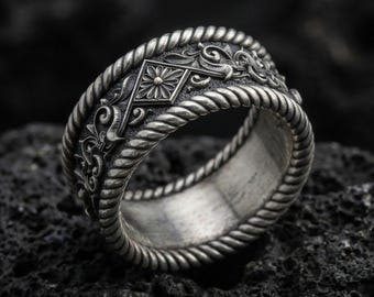 Anillo de plata de ley con flores y hojas, joyería natural