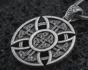Sterling Silver Celtic Cross Pendant – Norse Knotwork Talisman