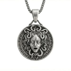 Sterling Silber Medusa Halskette, Anhänger der griechischen Mythologie Bild 3