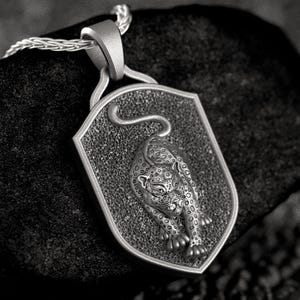 Leopard Pendant • Big Cat Shield Necklace • Jungle Predator Jewelry • Wild Animal Totem Amulet • Stealth Power Gift