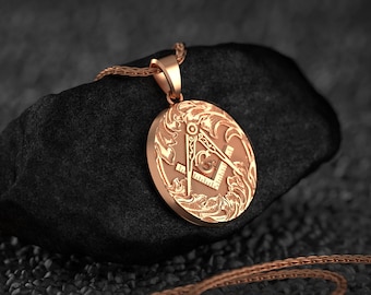 Masonic Compass Pendant • Freemason Jewelry for Men • Square