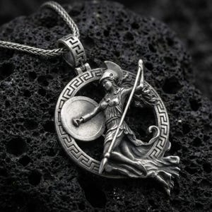 Sterling Silber Athene Anhänger Halskette, griechische Göttin Schmuck