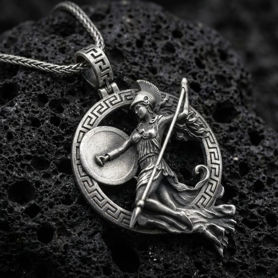 Sterling Silver Athena Pendant Necklace, Greek Goddess Jewelry