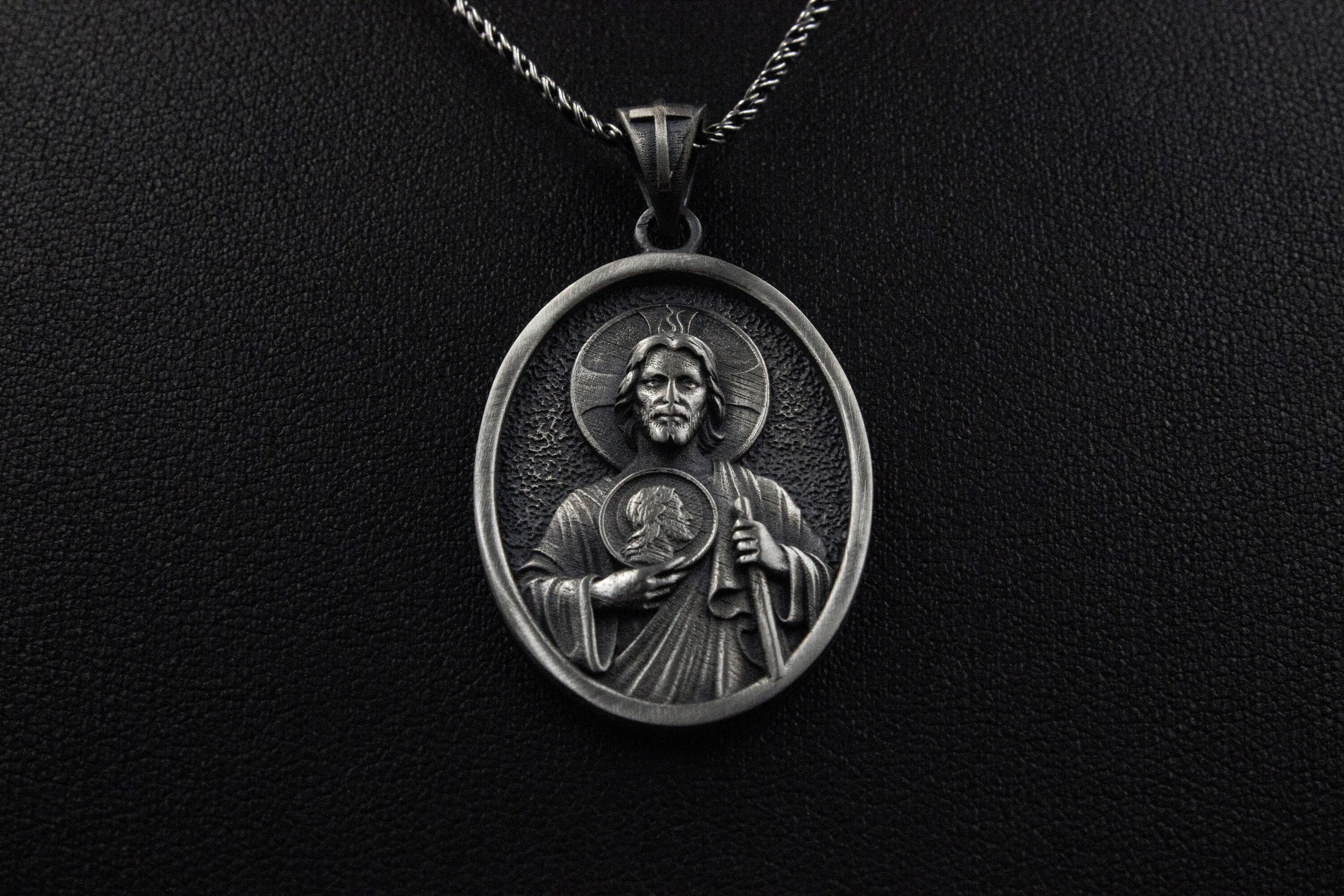 Sterling Silver Pendant Christian Amulet Mens Religious Etsy