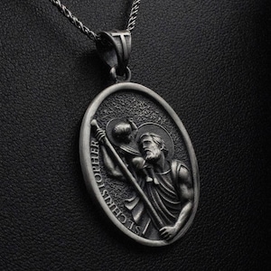 925 Sterling Silver St. Christopher Medal – Patron Saint of Travelers Pendant, Protection Necklace, Faith Gift for Him or Her