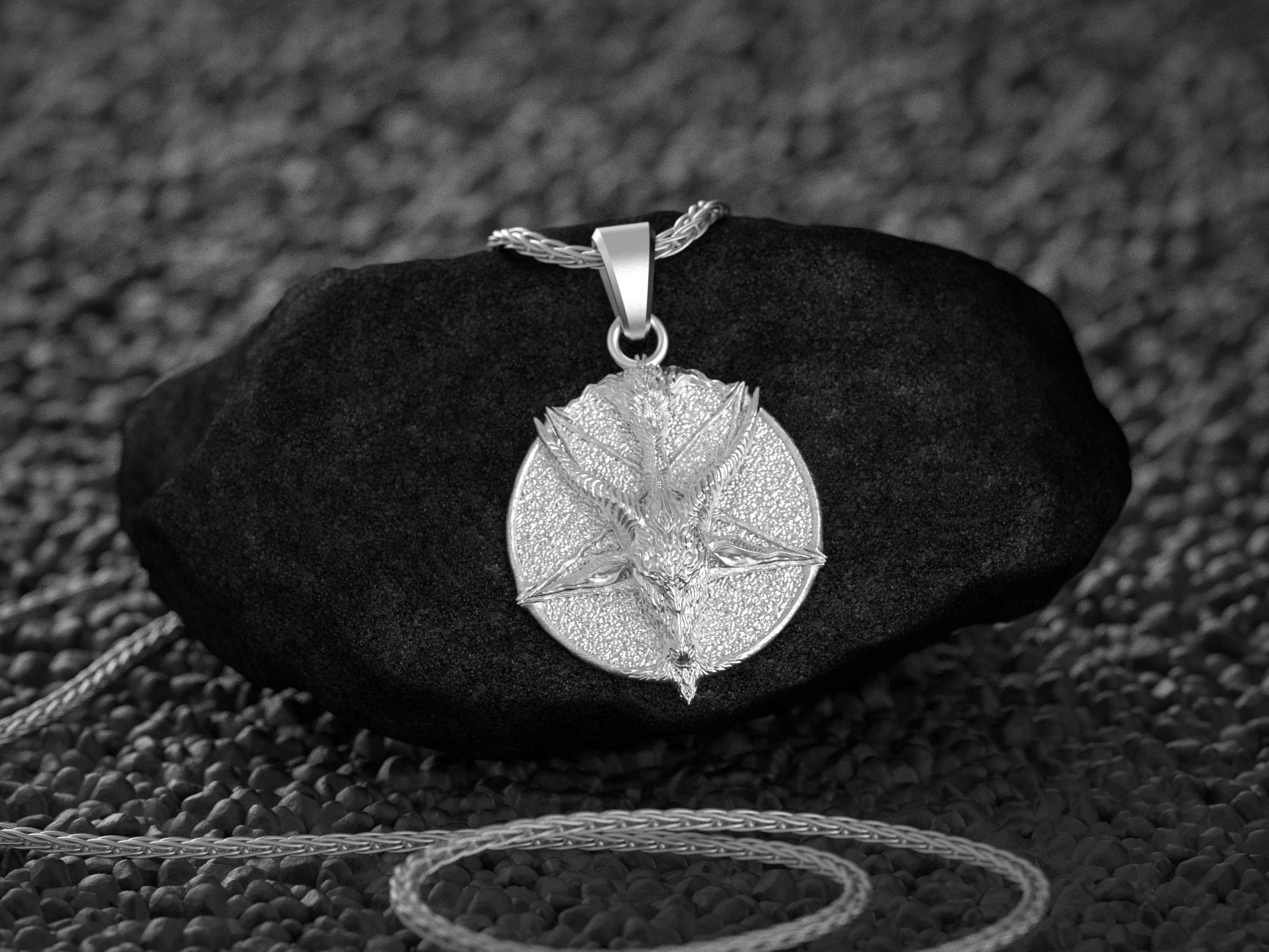 The Satanic Temple Collana Testa Di Capra Con Pentagramma Invertito – Acciaio Inossidabile, Ciondolo 4,2 Cm, Catena 50 Cm, Regalo Gothic Punk - 3