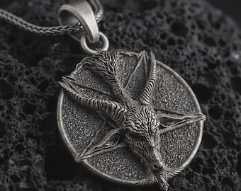 Goat Head Pentagram Pendant – Occult Satanic Baphomet Necklace, Dark Gothic Symbol Jewelry
