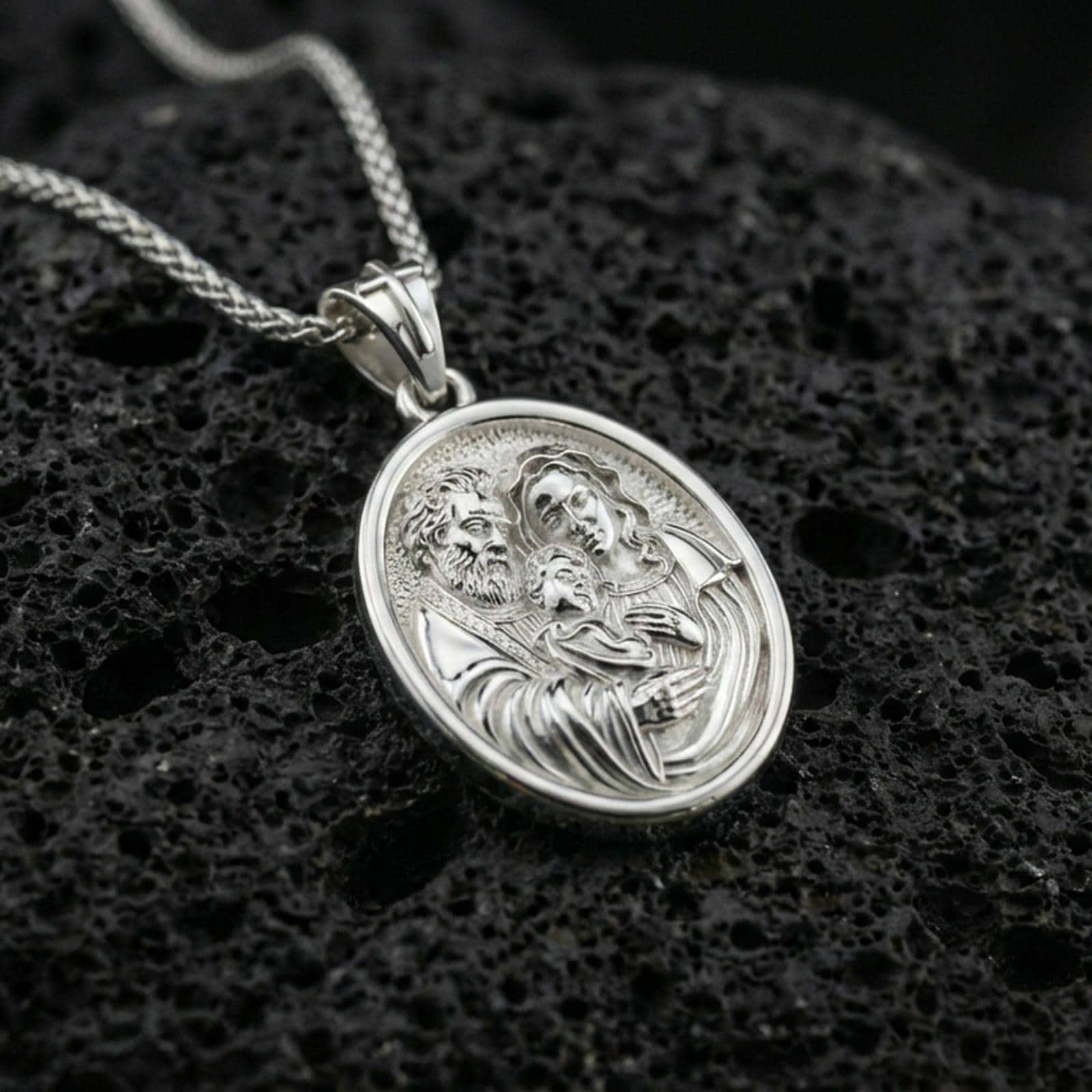 Pendentif Médaille Argent Vierge Au Serpent - XIXe Siècle - Bon état
