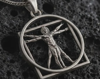Vitruvianske mannen Halsband • Leonardo Da Vinci Hänge • Anatomiska Konstsmycken Gåva för Män