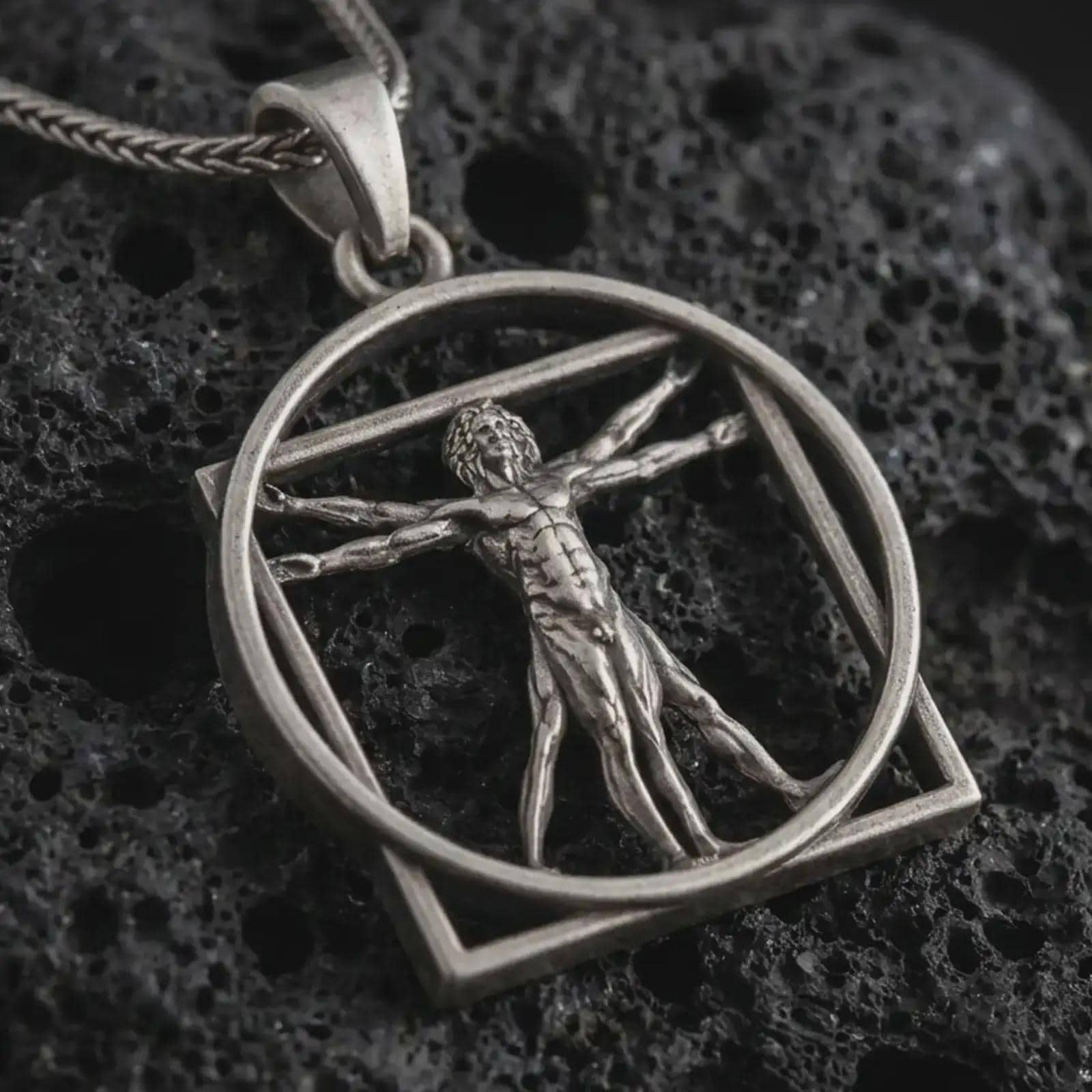 Vitruvian Man Necklace • Leonardo Da Vinci Pendant • Anatomical 