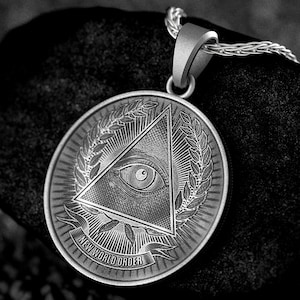 Allsehendes Auge Anhänger, Illuminati Halskette, Neue Welt Ordnung Amulett, Verschwörung Schmuck, Augen Symbol Medaillon