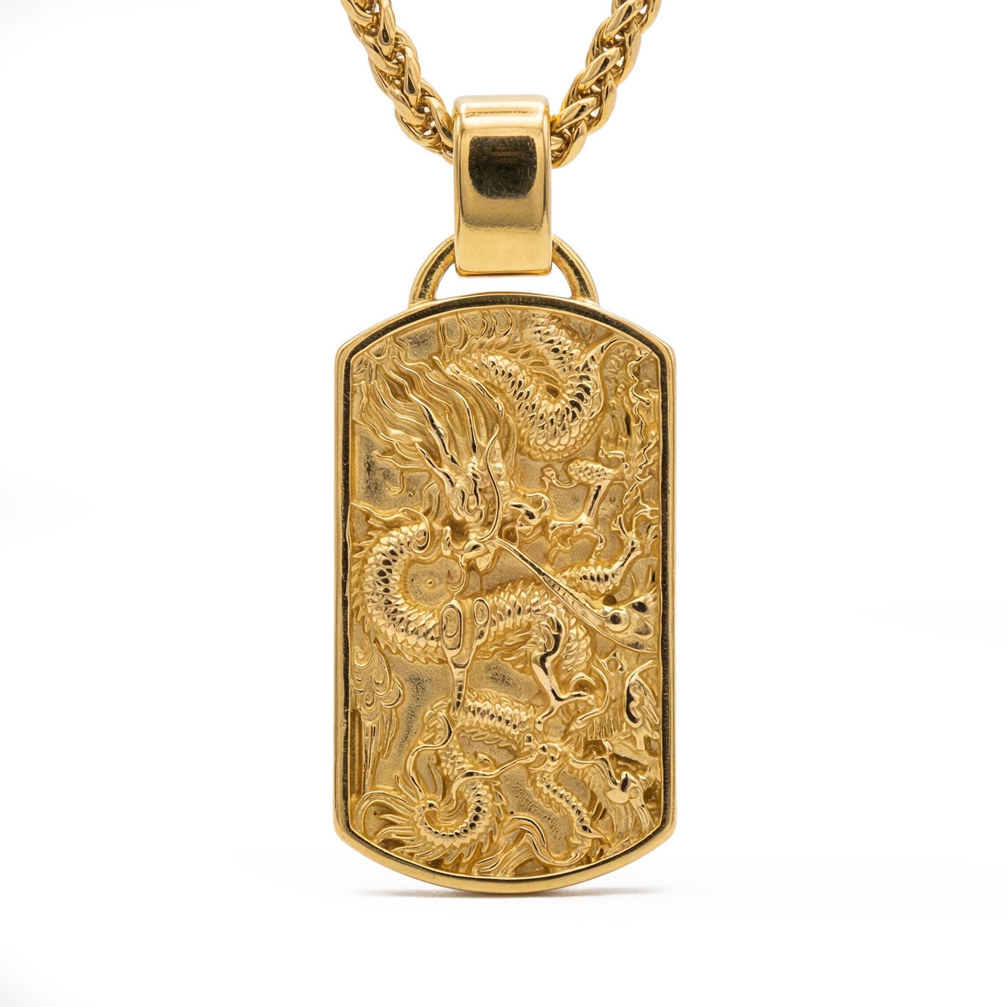 Chinese Dragon Dog Tag Pendant Necklace – Eastern Power Symbol