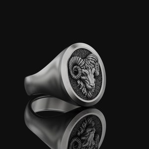 Chevalière réglable en argent 925 Bélier, bijoux Bélier, cadeaux d&#39;astrologie, cadeau d&#39;avril pour lui, cadeau d&#39;avril pour elle, cadeau du nouvel an, accessoire