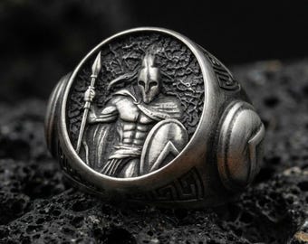 Sterling Silver Spartan Warrior Ring, Historical Jewelry