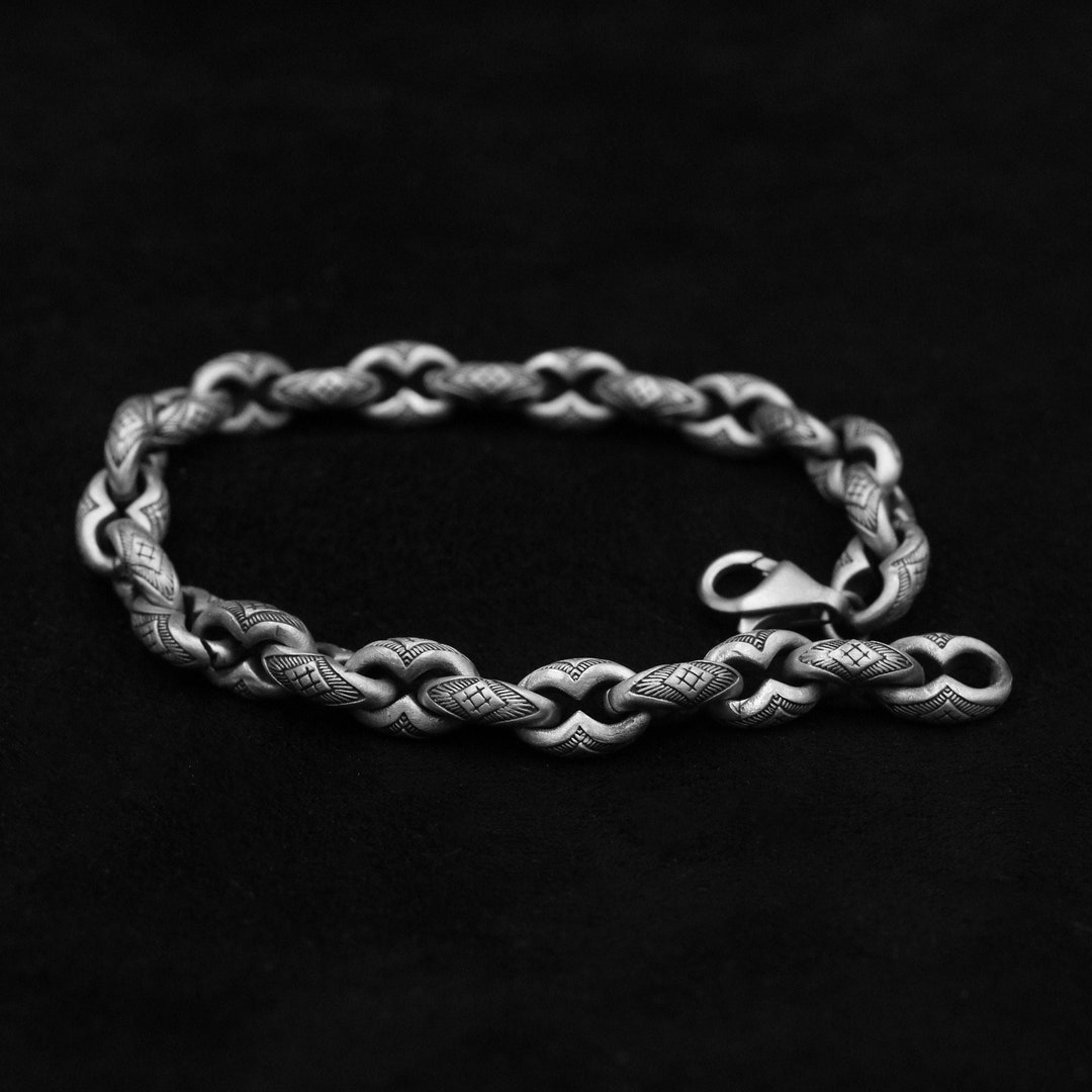Solid Silver Chain Bracelets, Silver Jewelry for Man, Gourmet Bracelet, Men's Chain Bracelet
