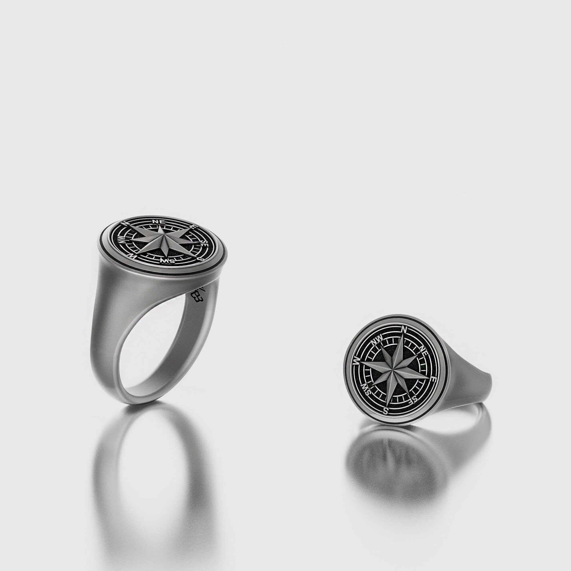 Silver Compass Ring Compass Jewelry Men's Ring - Etsy