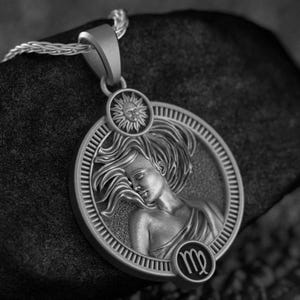 Silver Virgo Zodiac Pendant – Elegant Virgo Woman Necklace, Horoscope Jewelry Gift for Her