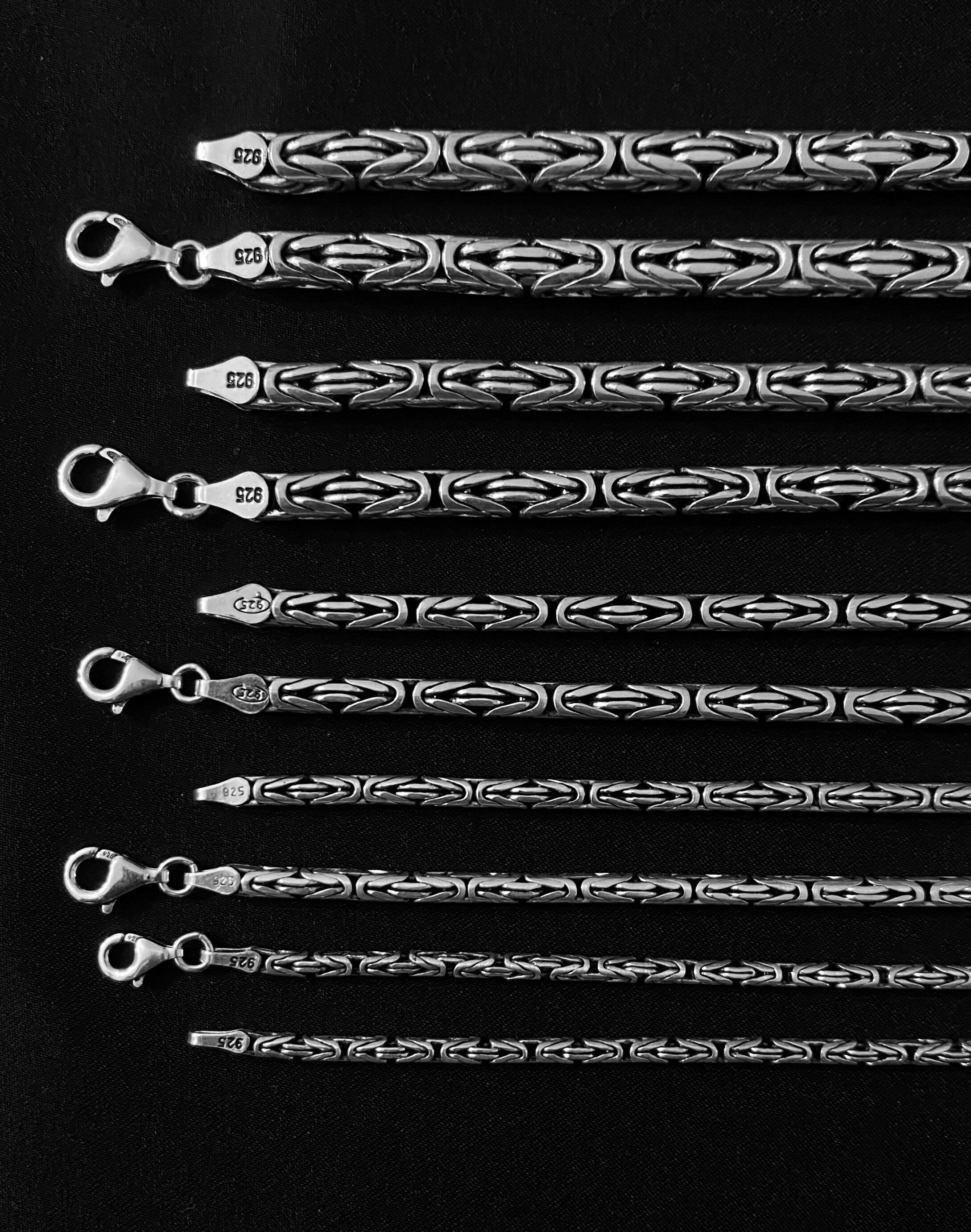 925 Silver 5mm King Necklace Round Byzantine Bali Chain Gift Etsy