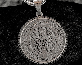 St. Benedict Medal – 925 Sterling Silver Catholic Protection Pendant, Exorcism Symbol, Spiritual Gift for Him or Her