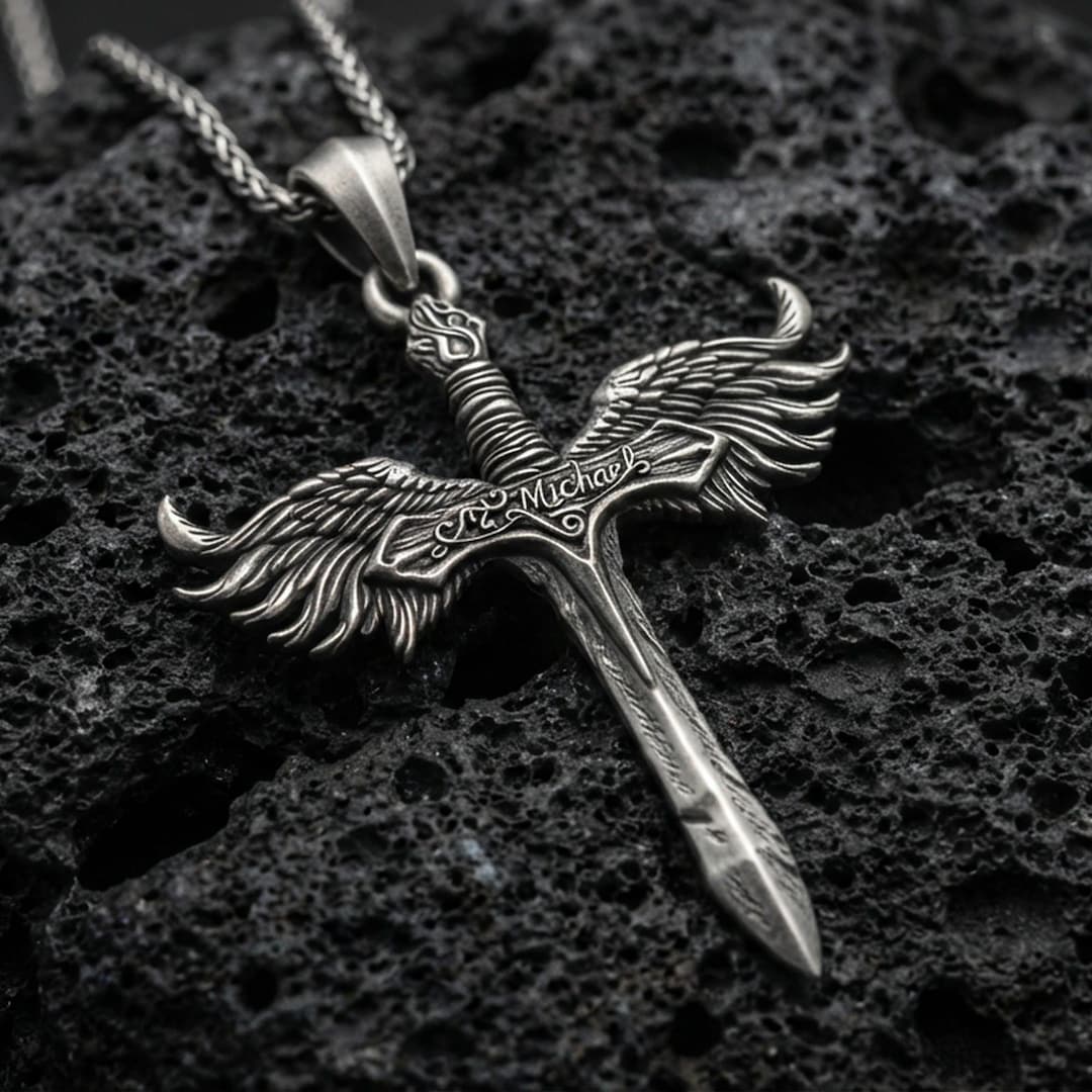 Collana gotica in argento sterling 925 con spada Katana da uomo con ciondolo vintage con zirconi lucenti Pugnale da donna Maestro