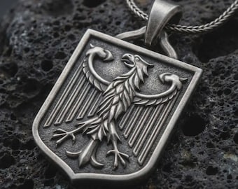 German Bundesadler Federal Eagle Sterling Silver Pendant – Patriotic Necklace