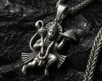 Silber Lord Hanuman Anhänger, Wukong, Gott Tribal Indien Schmuck Hindu, Muay Thai, ethnischer Schmuck, Amulett Anhänger, religiös