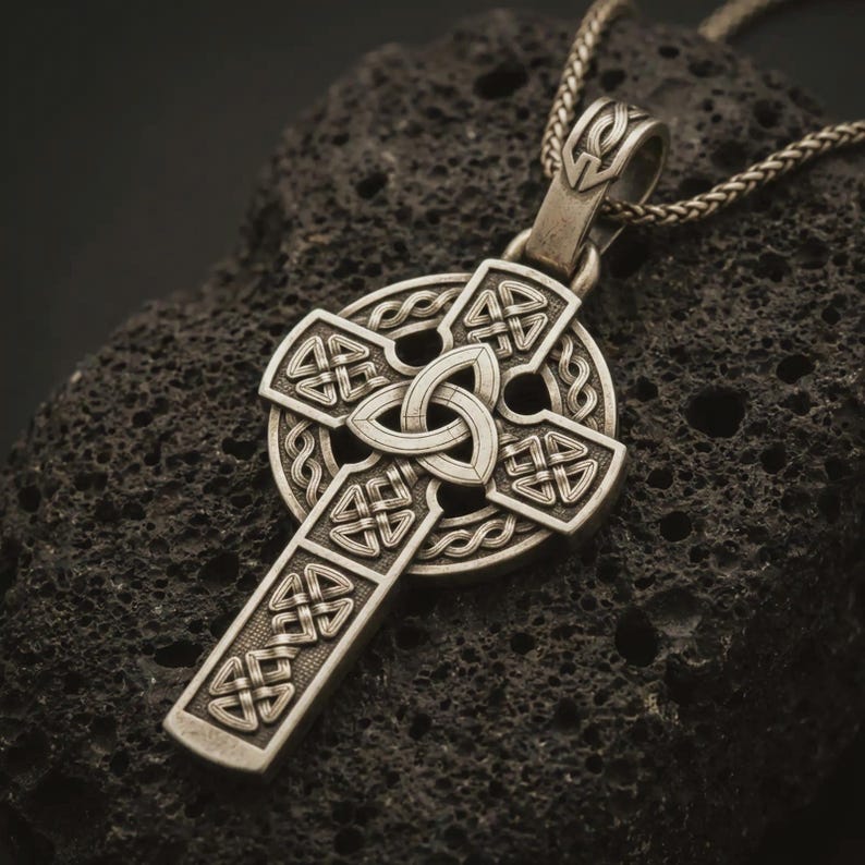 Celtic Cross Necklace Sterling Silver • Irish Trinity Knot Christian ...