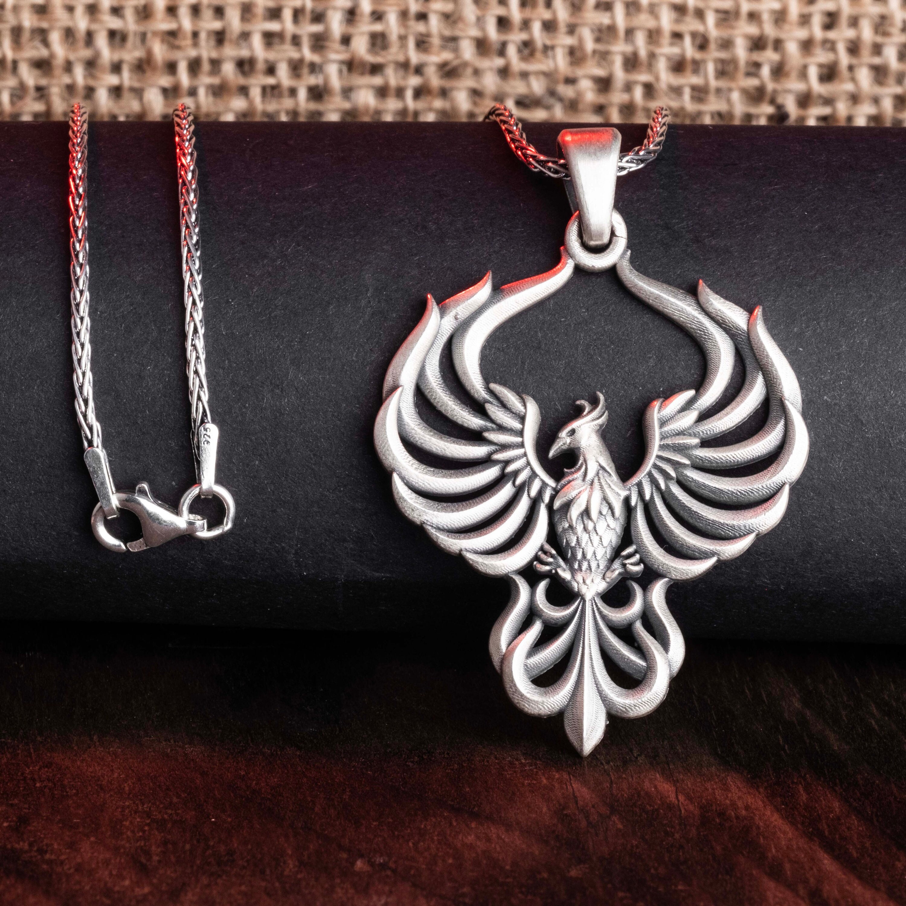 Phoenix Necklace Sterling Silver Mythical Bird Rebirth Symbol