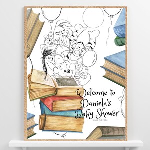 DIGITAL Classic Winnie The Pooh Welcome Sign - Baby Shower - Birthday - Entrance Door - Personalized Digital File