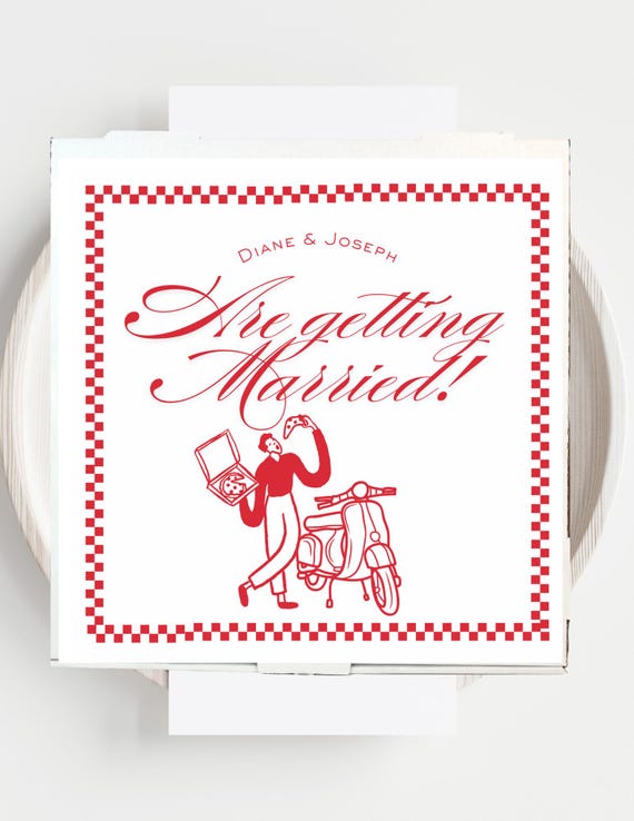 She’s Getting Married Pizza Box Template – Bridal Shower Favor Box – Printable & Editable Design"