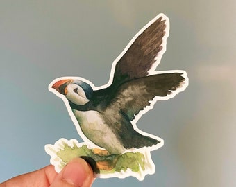 Puffin Sticker - Watercolor Bird, Iceland Animal Print
