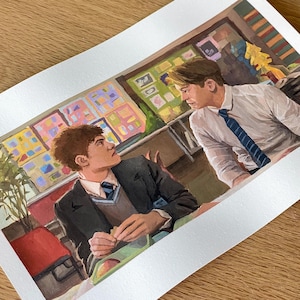 Heartstopper / Season 3 / gouache painting / Graphic Novel / Nick and Charlie / Art print / Queer art / Gay panic