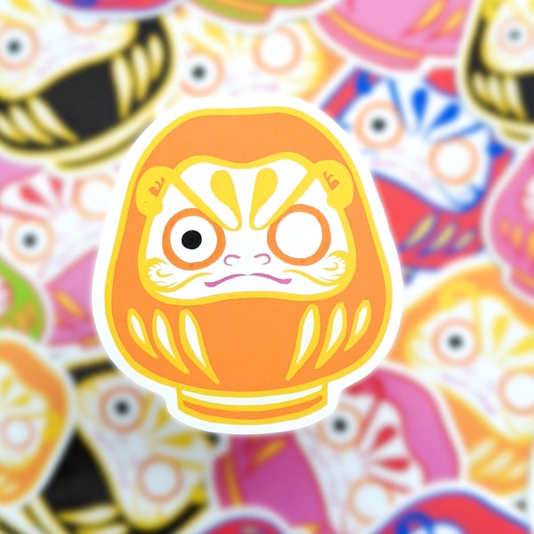 Yellow Daruma Doll / Vinyl Glossy Sticker / Japanese Sticker / Anime Sticker / Anime aesthetic / Good Luck / die cut / traditional japan