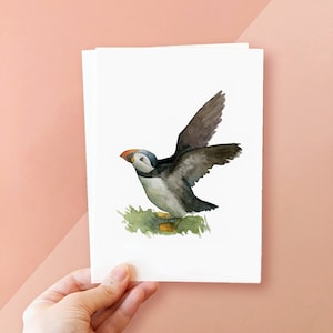Impression d'aquarelle de macareux / illustration de macareux / oiseau aquarelle / Impression de carte postale / Impression d'art / impression animale / Islande / Îles Féroé