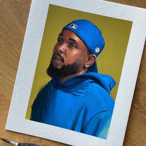 Kendrick Lamar portrait / Squabble up / GNX Kendrick / Kendrick Lamar in gouache / Kendrick lamar print / art print / painting