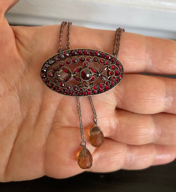ANTIQUE BOHEMIAN GARNET and smoky quartz necklace - image 2