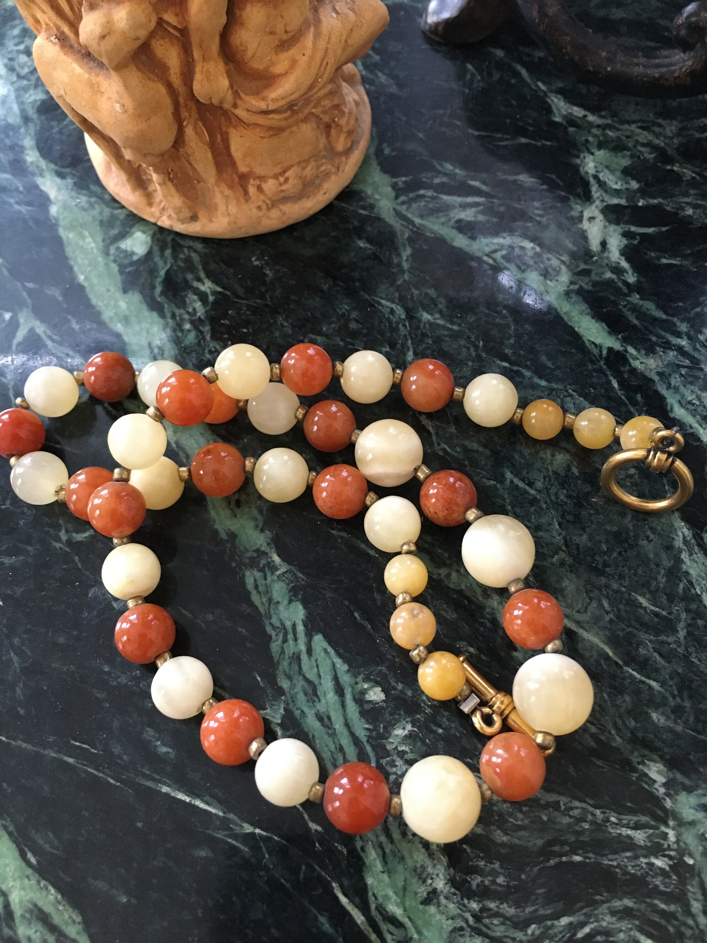 COLLAR DE JADE NATURAL naranja y amarillo Etsy España