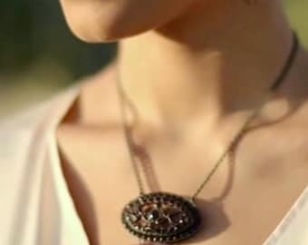 ANTIQUE BOHEMIAN GARNET and smoky quartz necklace