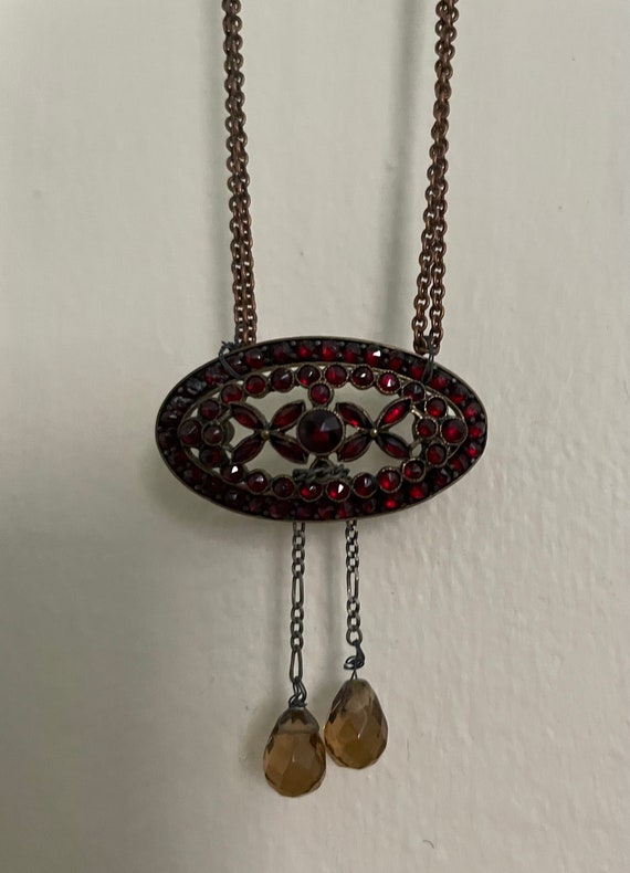 ANTIQUE BOHEMIAN GARNET and smoky quartz necklace - image 10