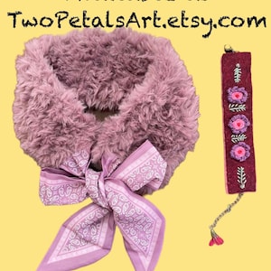 Fuzzy soft faux fur neck warmer with bow tie!