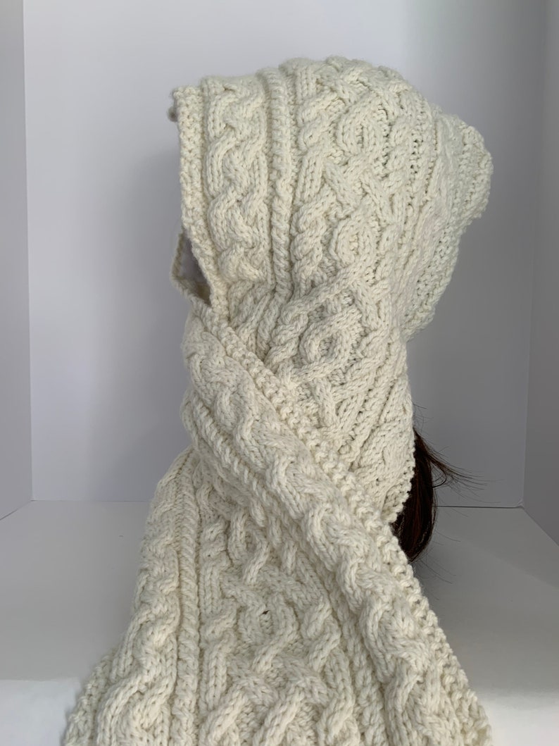 Irish Fisherman cable knit one piece hat and scarf Etsy